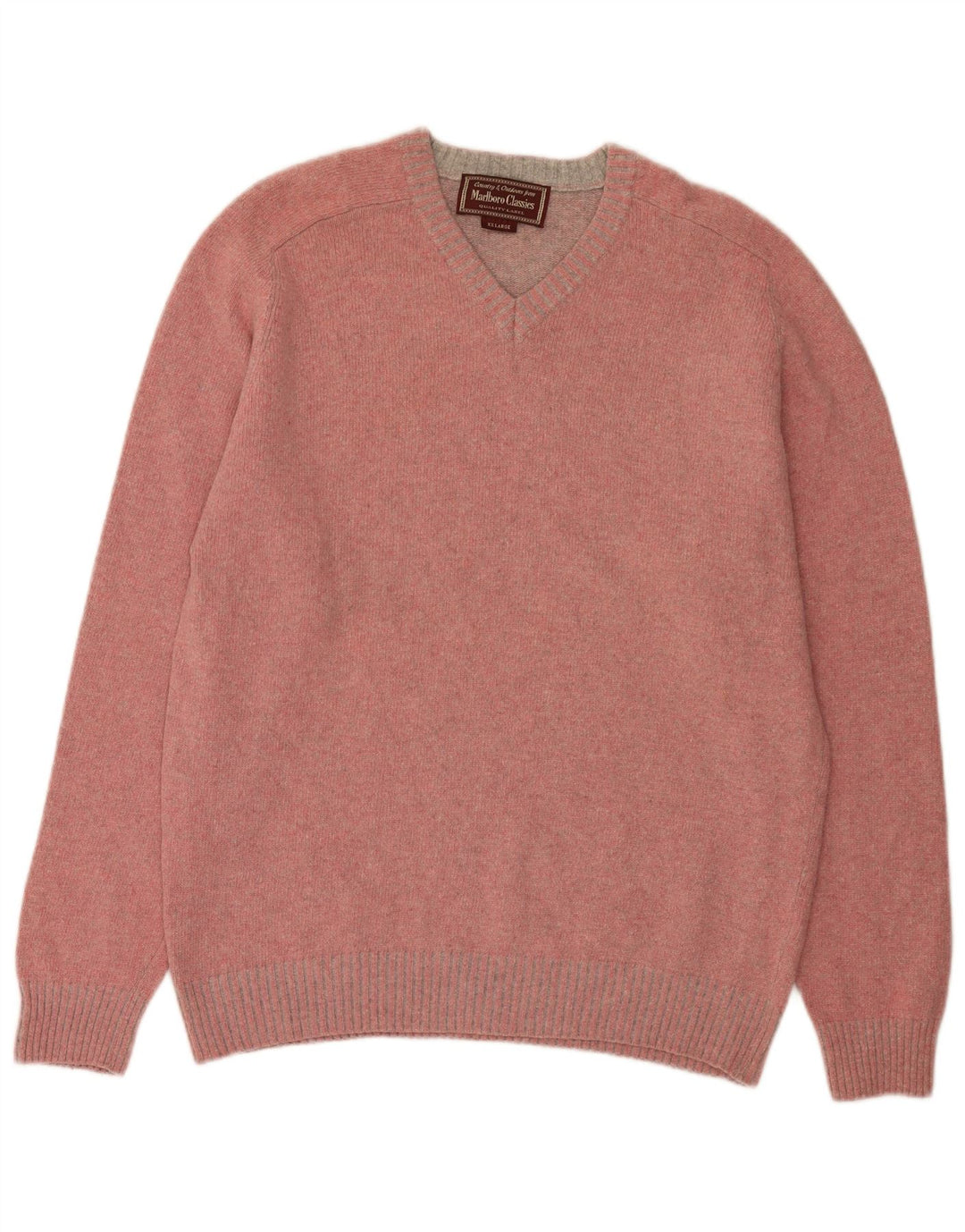 Marlboro Classics - Jersey con cuello en V para hombre, talla 2XL, lana rosa