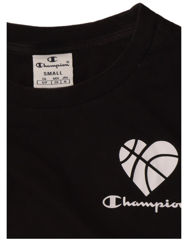 CHAMPION Camiseta corta con gráfico extragrande para mujer UK 10 Small Black