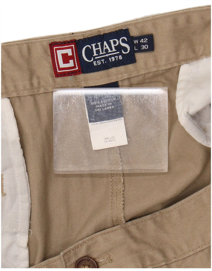 CHAPS Pantalón chino recto para hombre W42 L30 Algodón beige