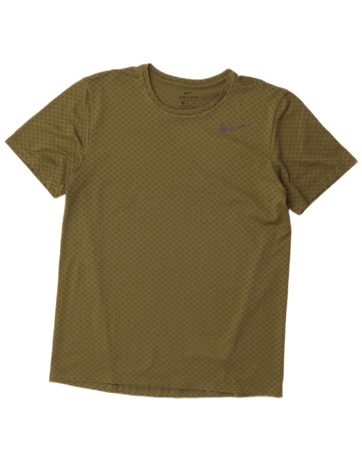 Camiseta Nike Dri Fit para hombre Top medio caqui poliéster geométrico