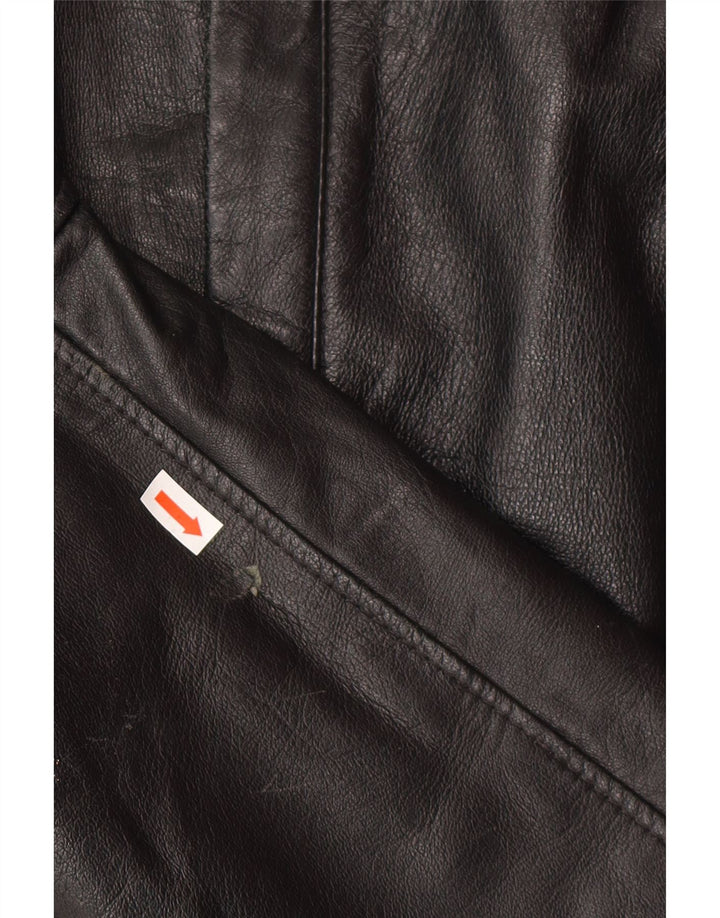 Chaqueta de cuero vintage para hombre IT 50 grande negro