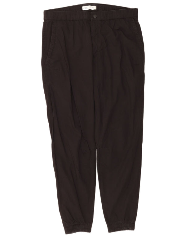 Zara Mens Joggers Chino Pantalones Grande W32 L26 Algodón Negro
