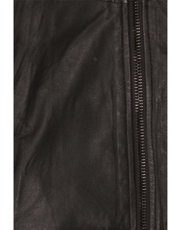 Replay Chaqueta Bomber de Cuero para Hombre UK 38 Medium Black Leather