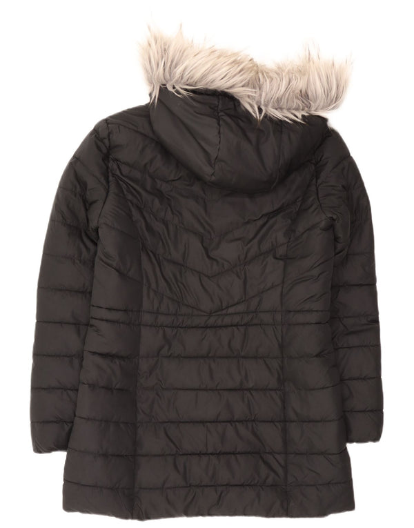 Hollister Abrigo acolchado Sherpa con capucha para mujer Reino Unido 44 Poliéster negro mediano