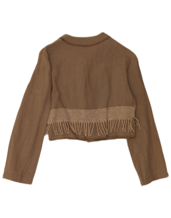 VINTAGE Womens Bolero Top UK 10 Small Beige