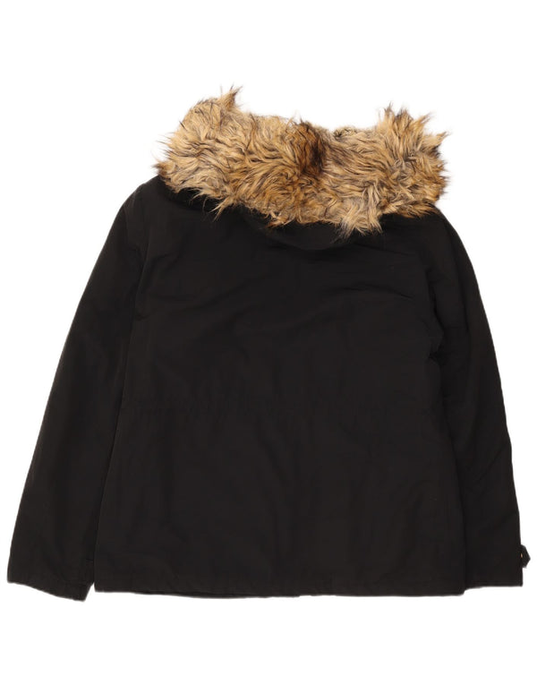 Topshop Chaqueta Parka Sherpa con Capucha para Mujer UK 46 Grande Poliéster Negro