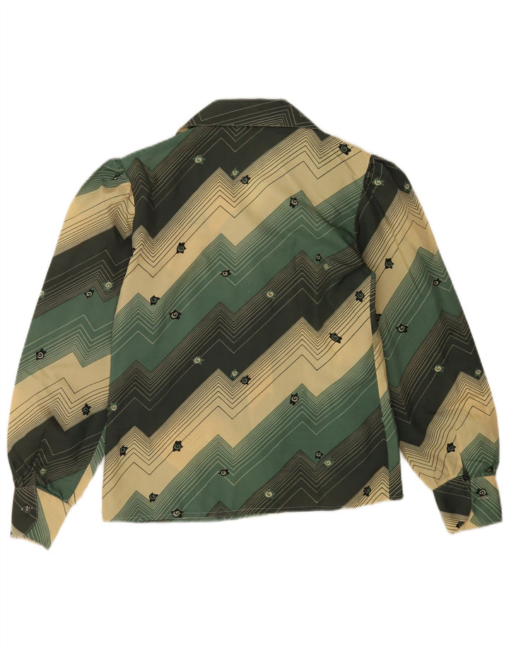 Vintage mujer camisa blusa IT 46 grande verde geométrico