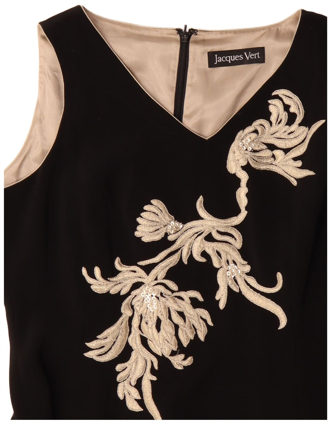 JACQUES VERT Vestido largo sin mangas para mujer UK 44 Grande Poliéster negro