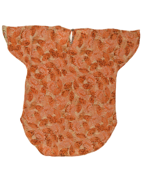 LAS MAREADAS Blusa extragrande para mujer UK 10 Small Orange Floral Silk