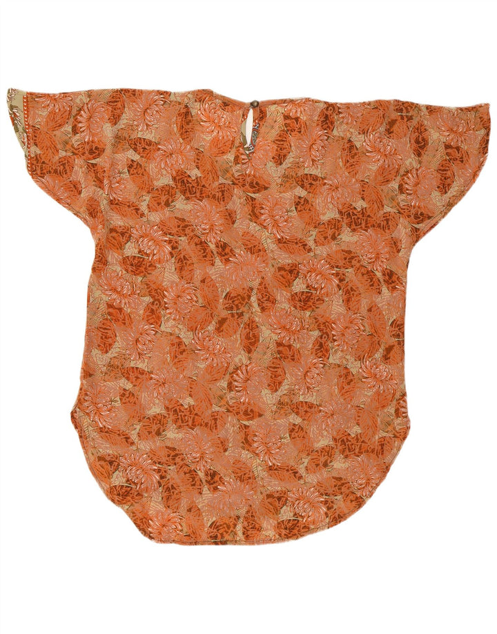LAS MAREADAS Blusa extragrande para mujer UK 10 Small Orange Floral Silk