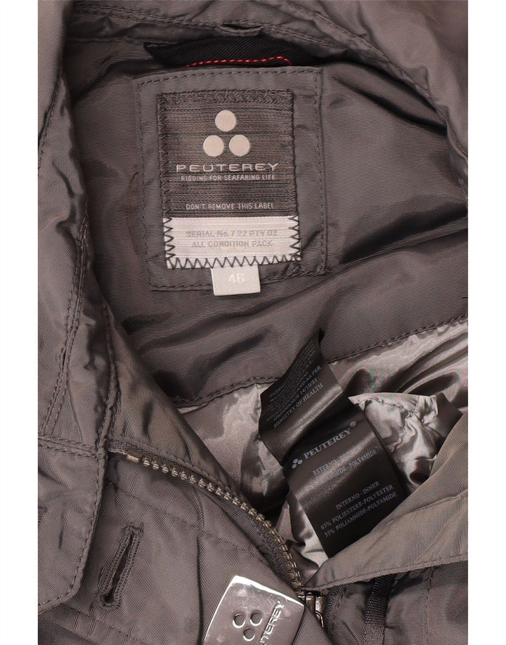 PEUTEREY Chaqueta acolchada con cinturón para mujer IT 46 Large Grey Polyamide Classic