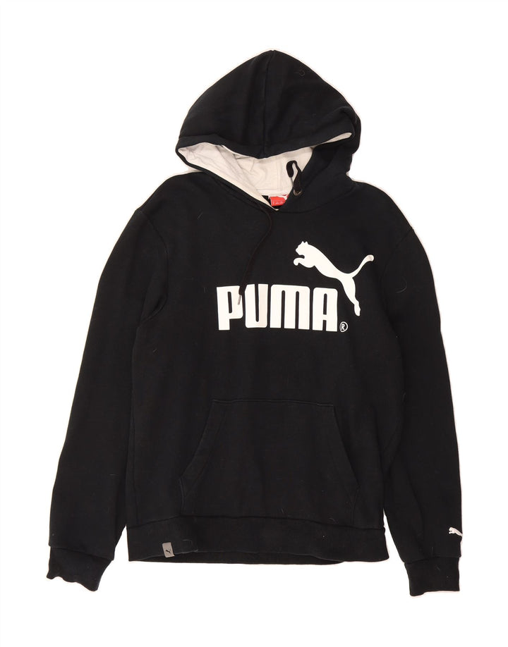 PUMA Mens Graphic Hoodie Jumper Medium Black Vintage Puma and Second-Hand Puma from Messina Hembry 