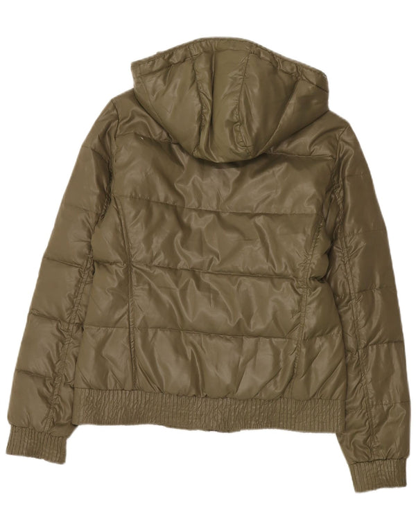 Champion Chaqueta Acolchada Con Capucha Para Mujer UK 44 Poliéster Caqui Mediano