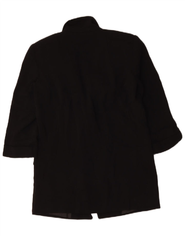Zara Chaqueta tipo blazer abierta de manga 3/4 extragrande para mujer UK 6 XS Poliéster negro