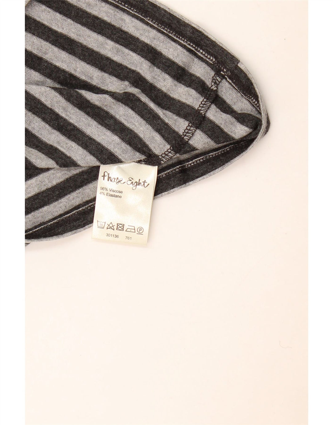 Phase Eight Top con cuello caído para mujer, manga 3/4, talla 40, talla pequeña, color gris a rayas