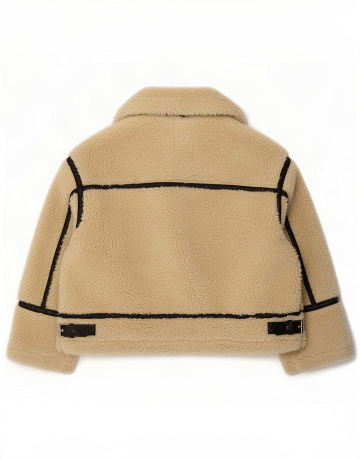 Zara Mujer Chaqueta Sherpa Extragrande Reino Unido 44 Grande Beige Colorblock