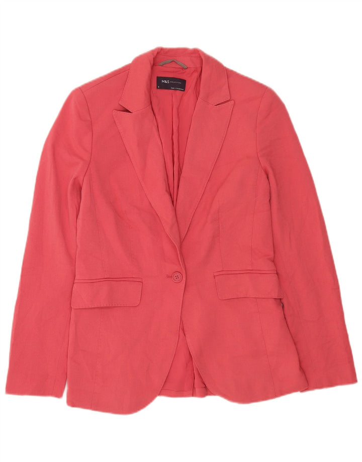 Marks & Spencer Chaqueta tipo blazer con 1 botón para mujer UK 8 Small Poliéster rosa
