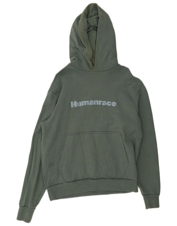 Adidas Hombre Humanrace Graphic Sudadera con capucha Jumper Grande Algodón Verde