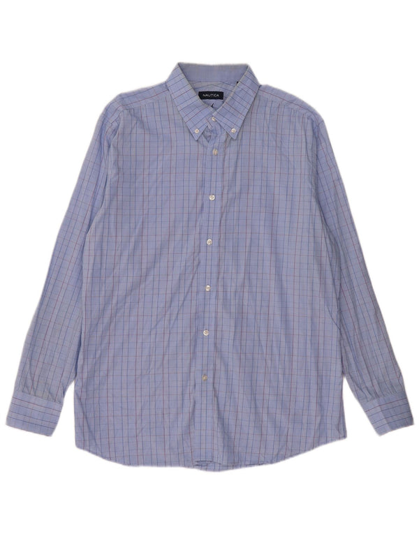 Nautica Camisa para hombre talla 16 1/2 grande azul cuadros algodón