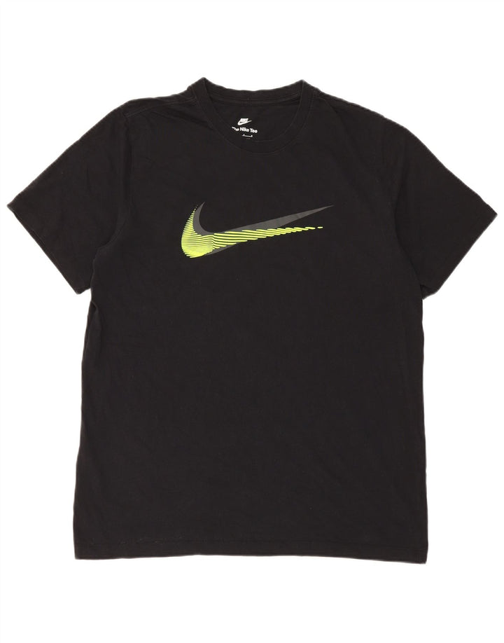 NIKE Camiseta gráfica para hombre Top grande de algodón negro