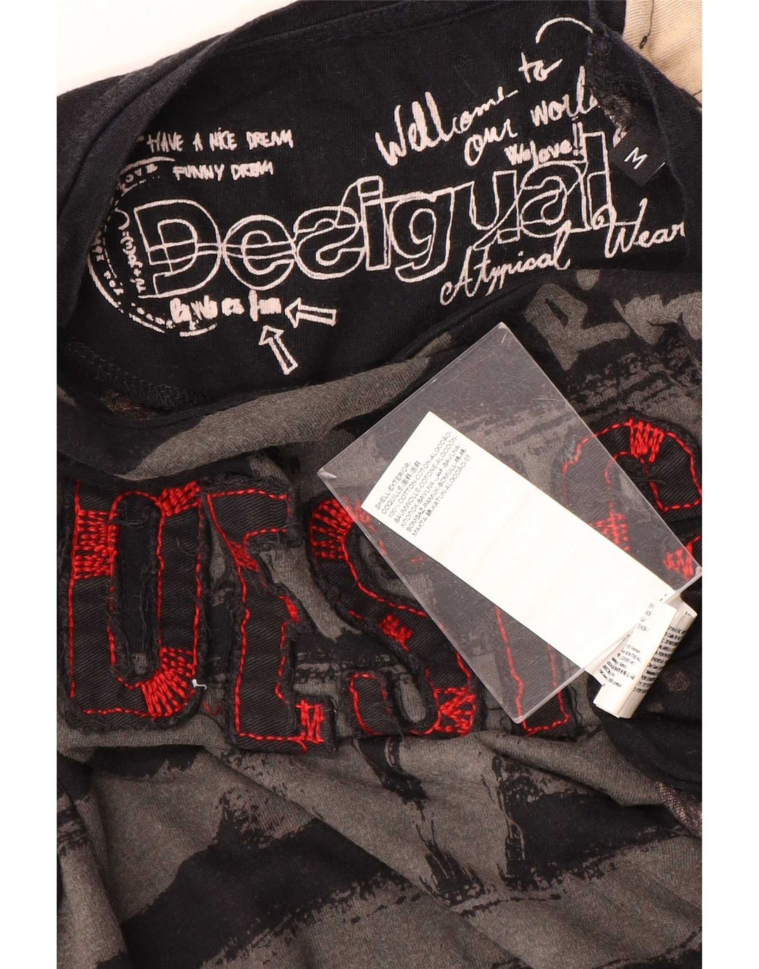 Desigual Hombre Top Gráfico Manga Larga Algodón Negro Mediano