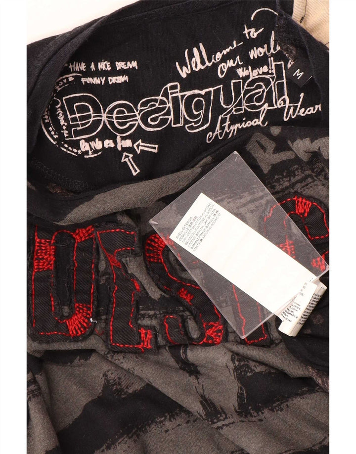Desigual Hombre Top Gráfico Manga Larga Algodón Negro Mediano