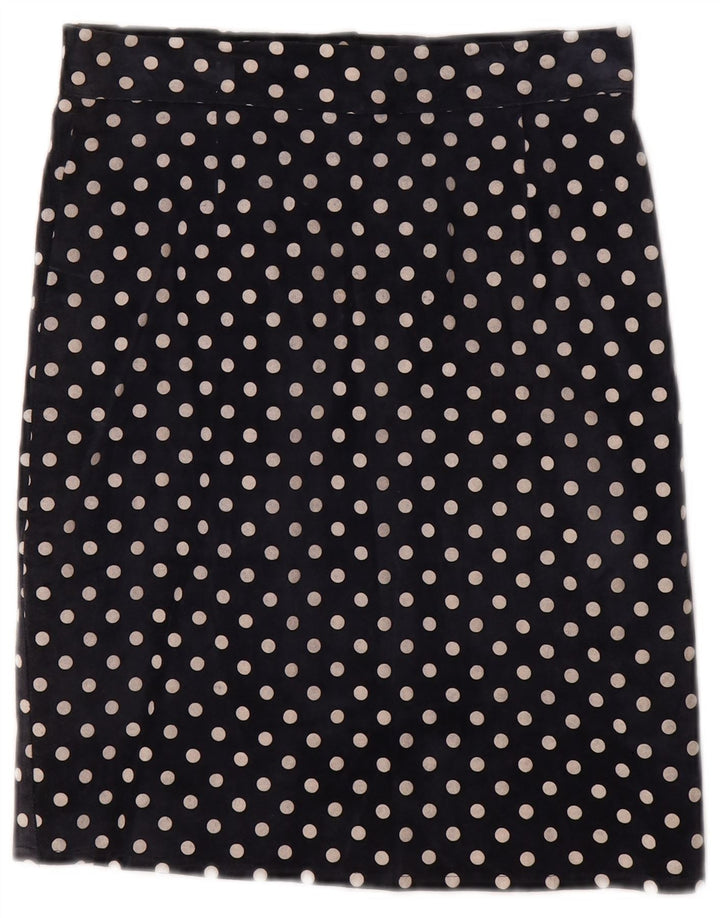 Falda recta vintage para mujer W28 Lunares azul marino medio