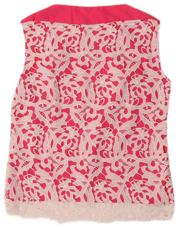 NARACAMICIE Blusa extragrande sin mangas para mujer UK 40 Grande Rosa Floral