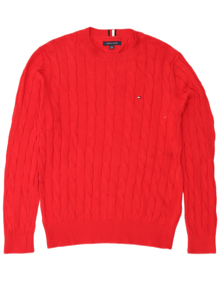 Tommy Hilfiger Jersey de cuello redondo para hombre de algodón rojo medio