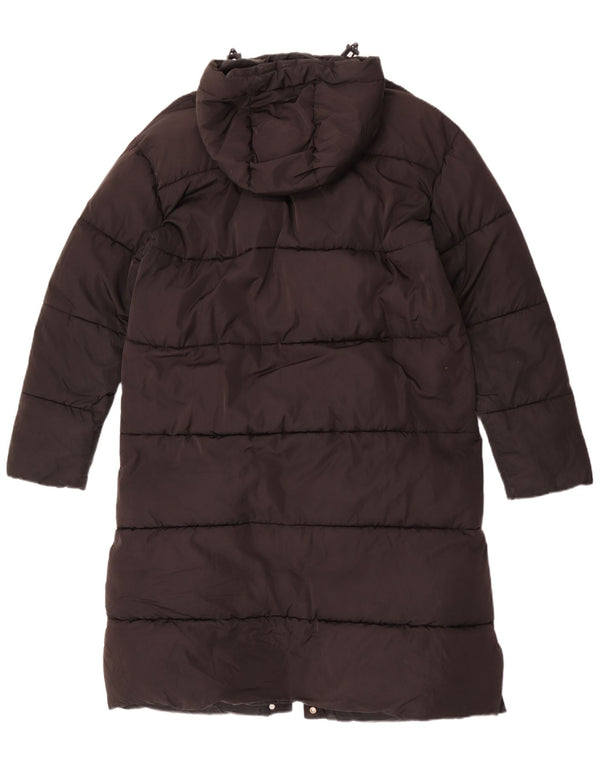 Superdry Abrigo acolchado extragrande con capucha para mujer, talla 40, poliéster negro pequeño