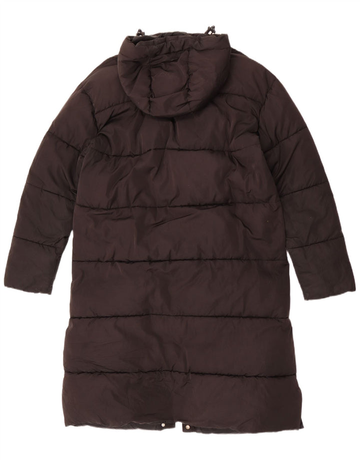 Superdry Abrigo acolchado extragrande con capucha para mujer, talla 40, poliéster negro pequeño