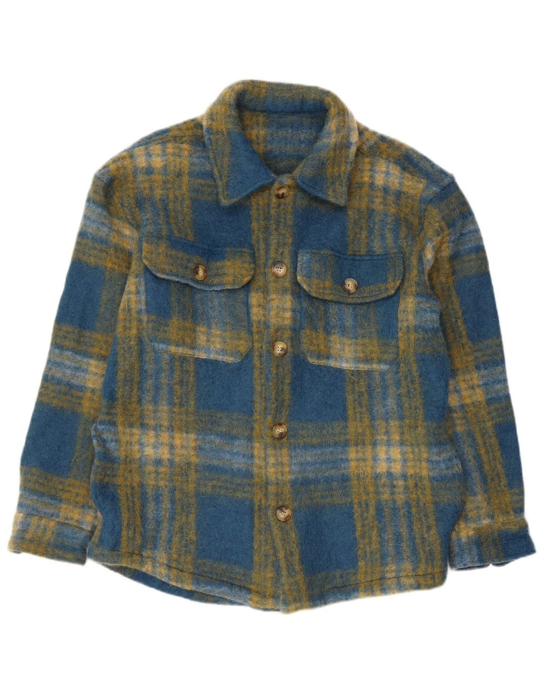 Zara Hombre Camisa Sobrecamisa De Franela Grande A Cuadros Azules