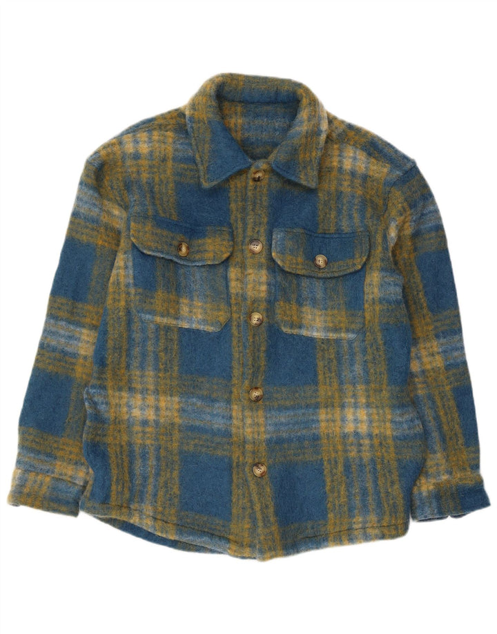 Zara Hombre Camisa Sobrecamisa De Franela Grande A Cuadros Azules
