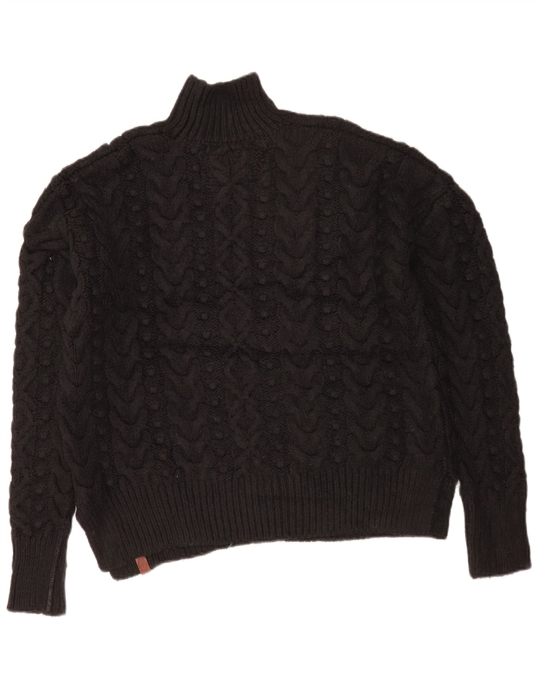Superdry Jersey extragrande con cuello alto para mujer, talla 40, color negro