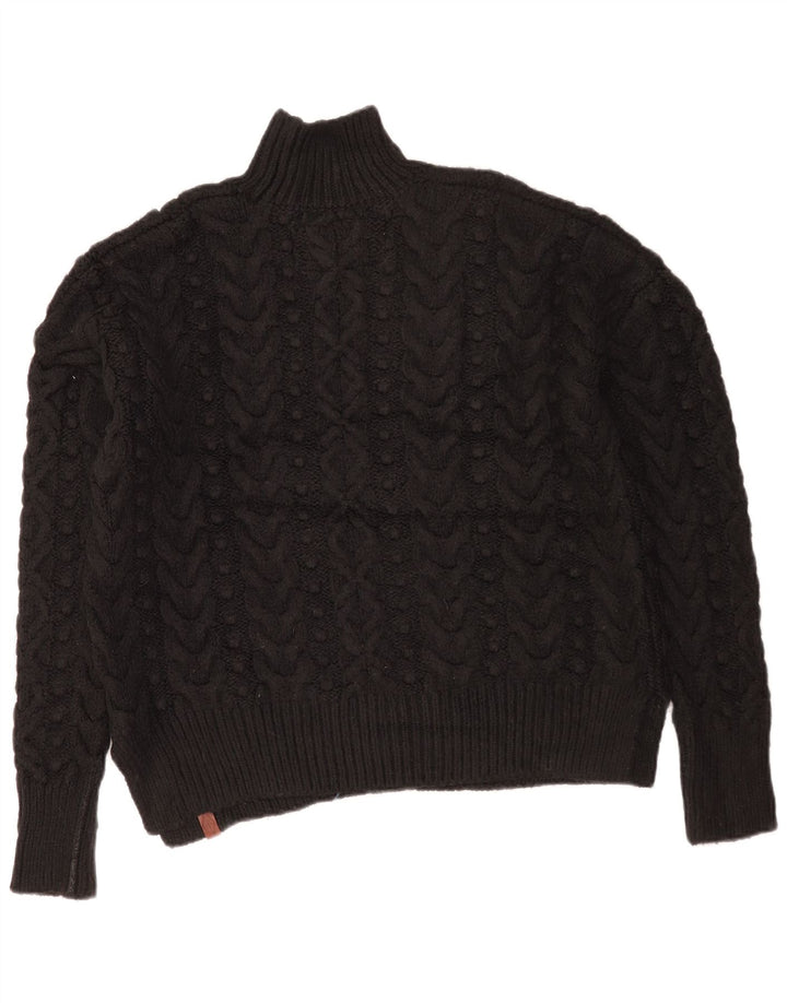 Superdry Jersey extragrande con cuello alto para mujer, talla 40, color negro