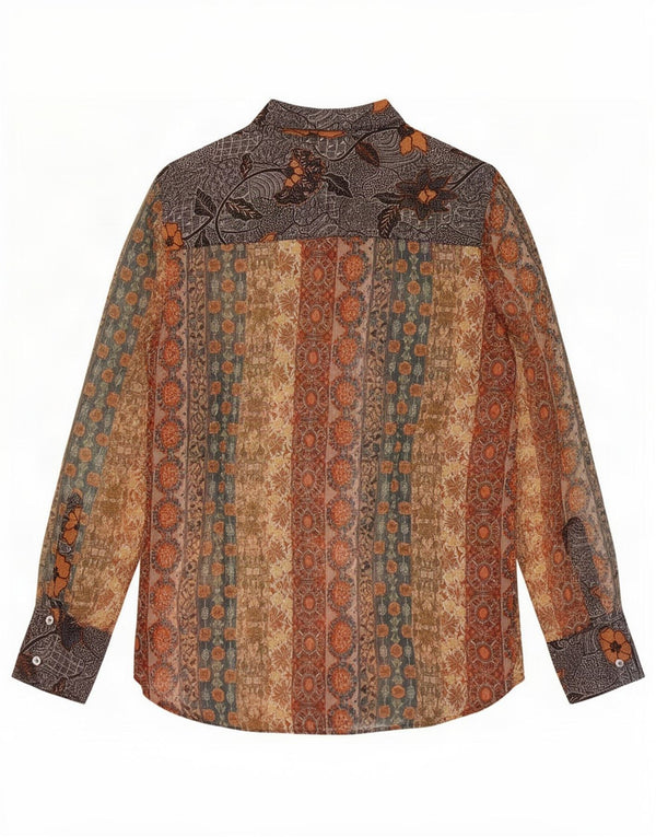 Desigual Womens Shirt Blouse UK 16 Large Brown Floral Polyester
