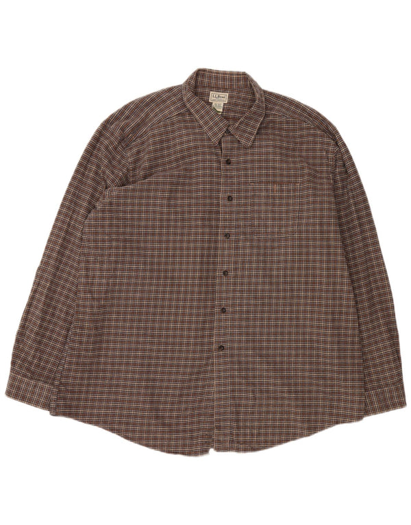 L.L.BEAN Camisa de franela para hombre 2XL Algodón a cuadros marrón