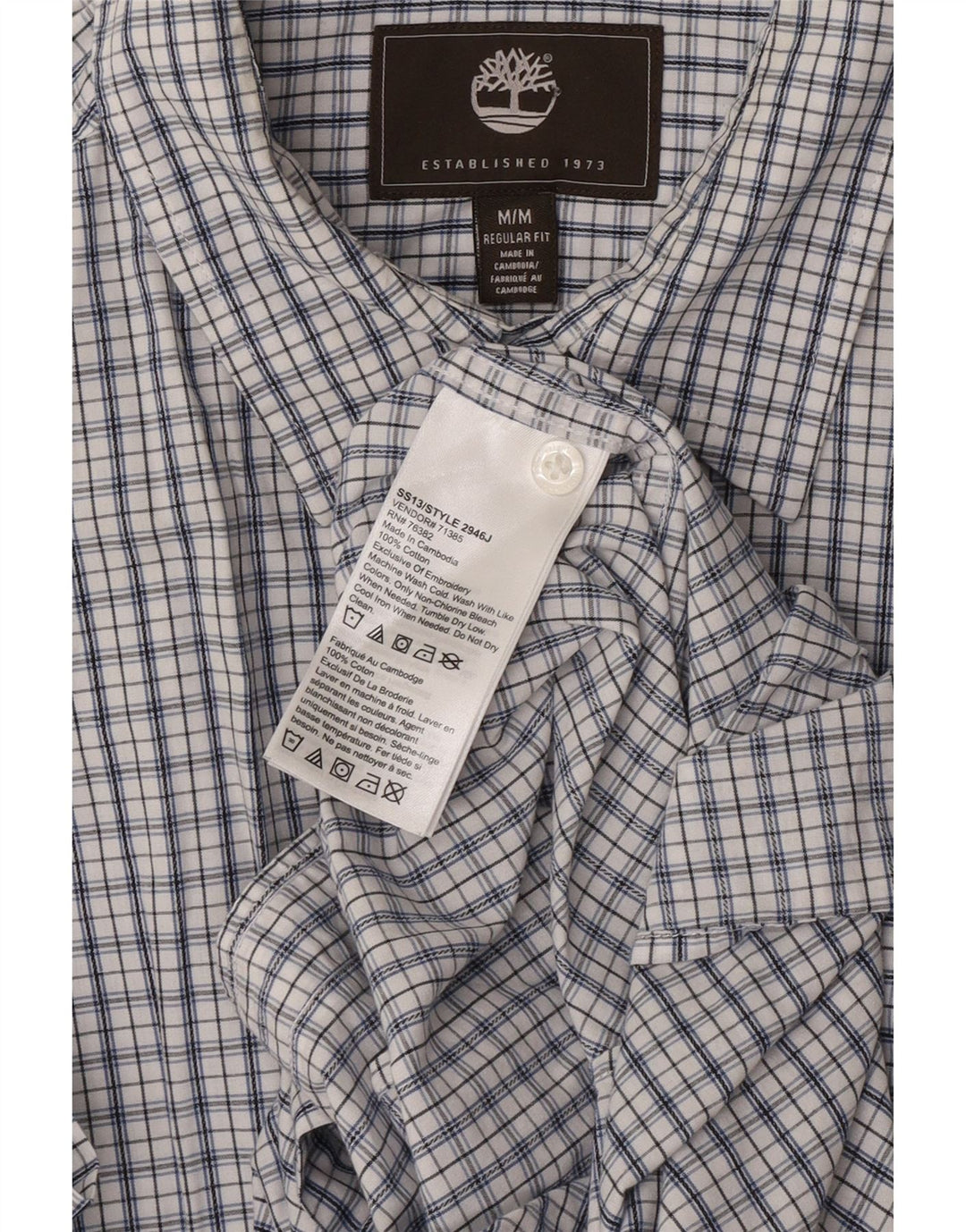 TIMBERLAND Camisa de corte regular de manga corta para hombre Cuadros azul marino medio