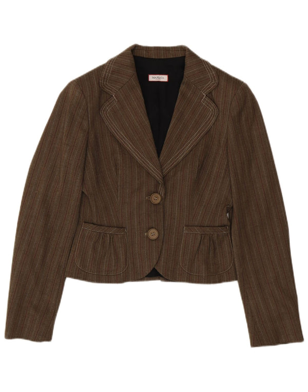 Max & Co. Chaqueta tipo blazer de 2 botones para mujer UK 10 Small Brown Stripes