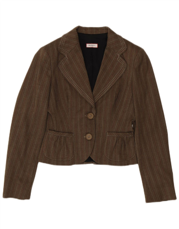Max & Co. Chaqueta tipo blazer de 2 botones para mujer UK 10 Small Brown Stripes