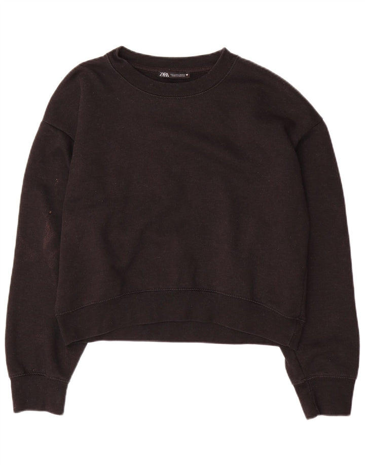 Zara Mujer Crop Sudadera Oversize Jersey UK 10 Small Poliéster Negro