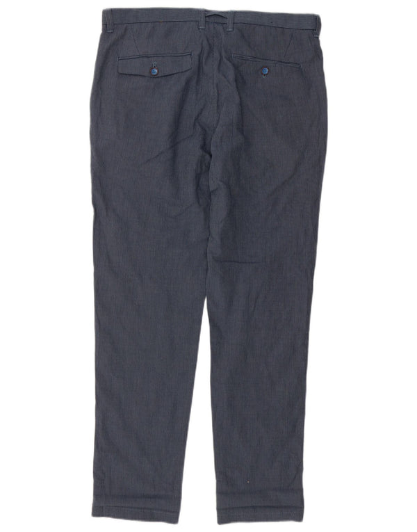 Zara Mens Slim Chino Pantalones EU 40 Medium W31 L29 Azul Marino Rayas Pintadas