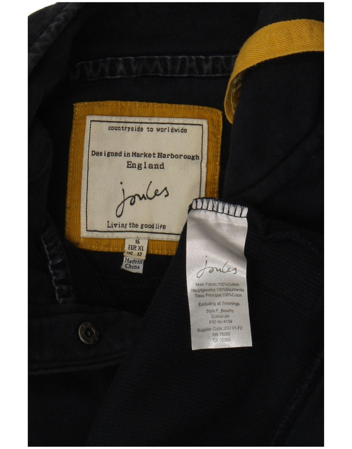 JOULES Sudadera con cuello y botones para mujer UK 46 Large Algodón azul marino