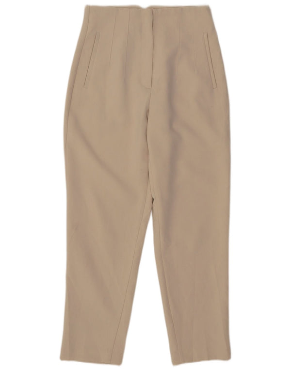Zara Hombre Pantalón De Traje Cónico De Cintura Alta Mediano W28 L27 Poliéster Beige