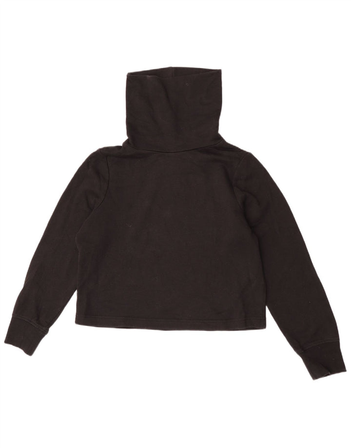 Zara Blusa Corta De Gran Tamaño con Cuello Vuelto para Mujer UK 10 Small Black