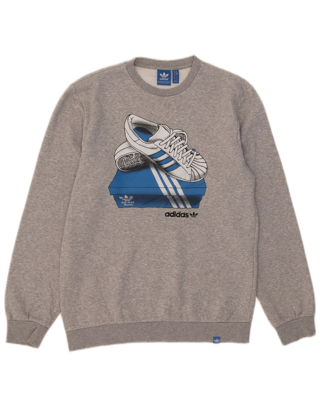 Adidas Hombre Graphic Sudadera Jumper Pequeño Gris Algodón