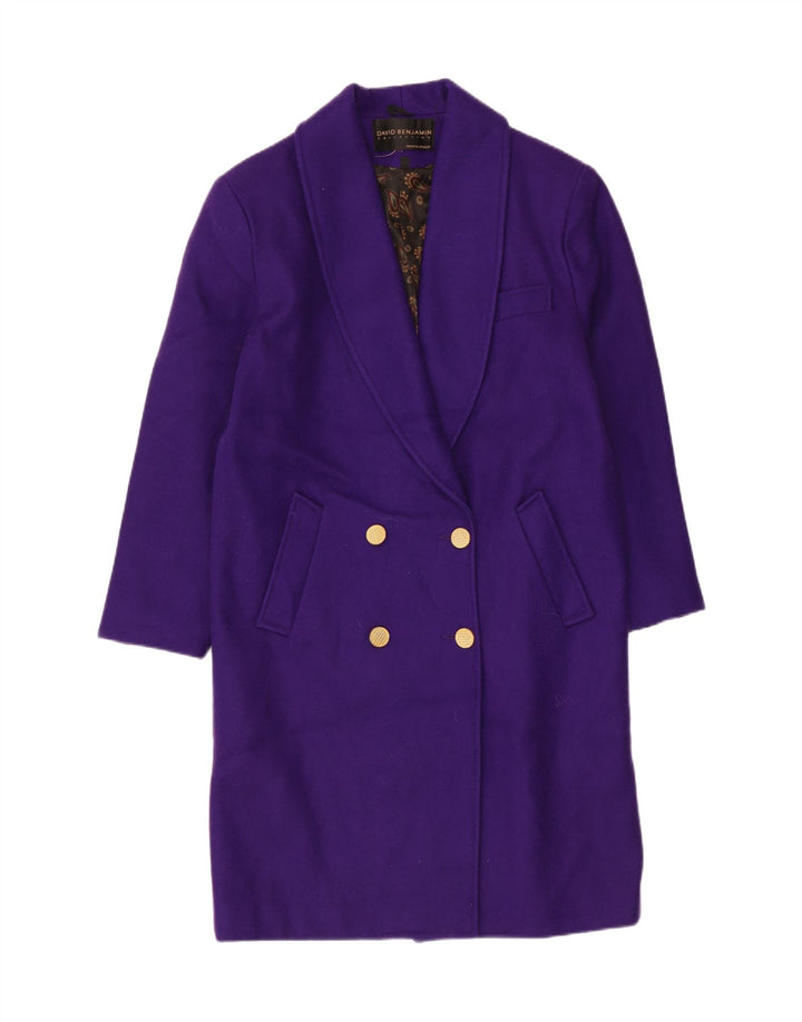 David Benjamin - Abrigo de doble botonadura para mujer, talla 8, lana morada mediana