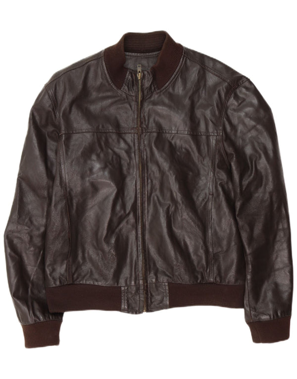 Koan Chaqueta Bomber De Cuero Para Hombre IT 54 2XL Cuero Marrón
