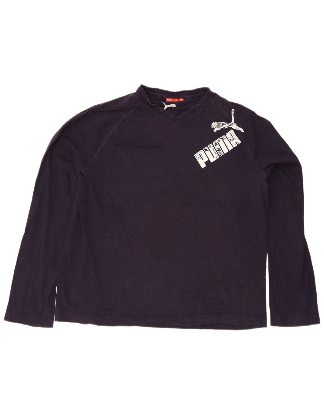 Puma Mens Graphic Top Manga Larga 2XL Azul Marino Algodón