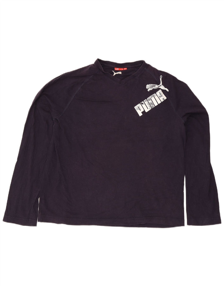 Puma Mens Graphic Top Manga Larga 2XL Azul Marino Algodón